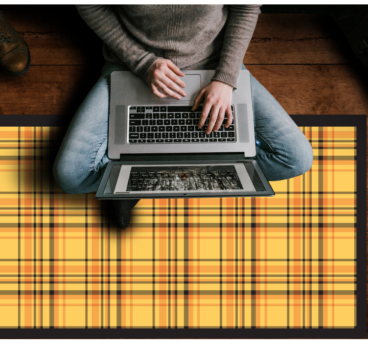 Klasik ekose deseni çizgili pvc halı - TenStickers