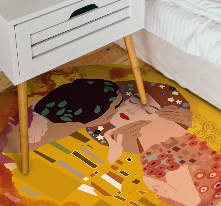 Klimt's kiss vintage vinil halı - TenStickers