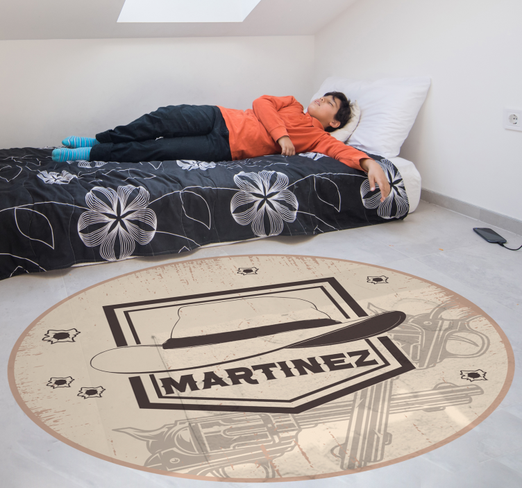 Kovboy şapkası ile adı vinil halı adı ile - TenStickers