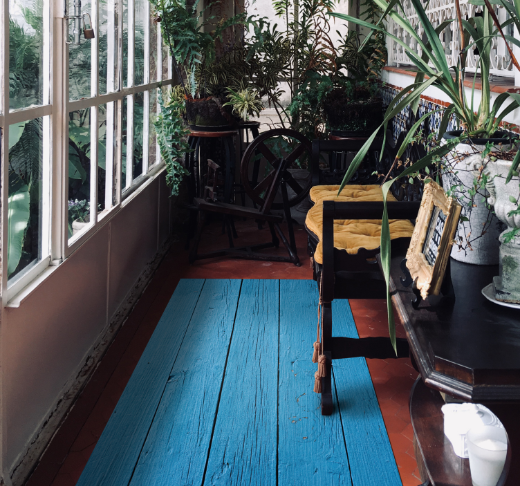 Koyu mavi desen ahşap görünümlü vinil halı - TenStickers