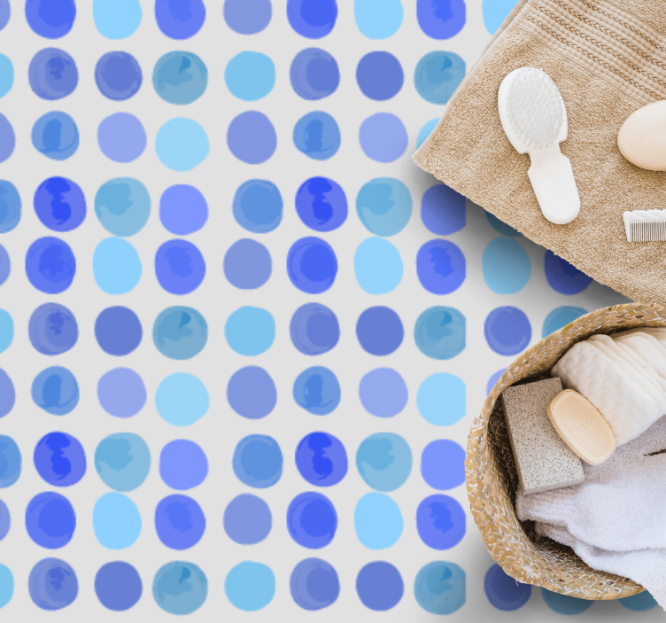 Koyu mavi sulu boya polka geometrik kilim - TenStickers