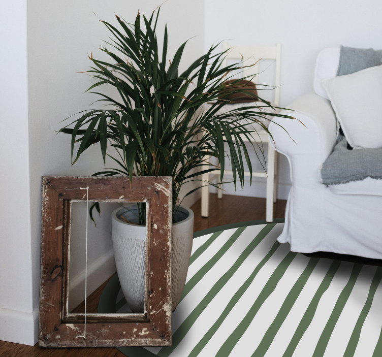 Koyu yeşil çizgili nordic vinil halı - TenStickers