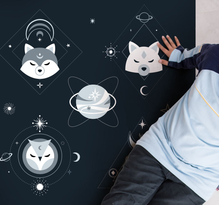 Kozmik hayvan yüzleri pvc halı - TenStickers