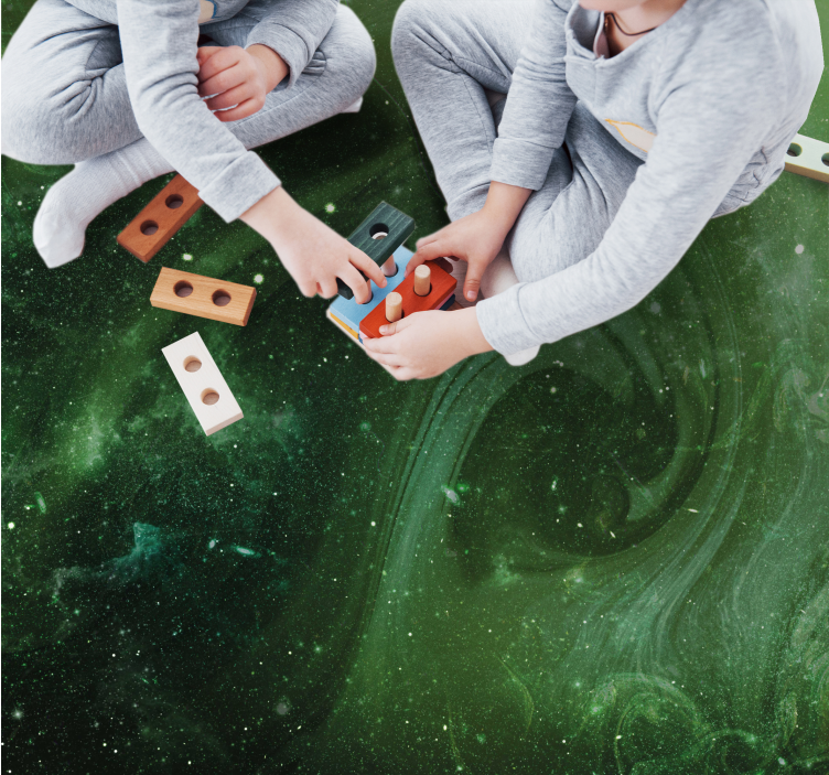 Kozmik yeşil girdap yıldızlar pvc halı - TenStickers