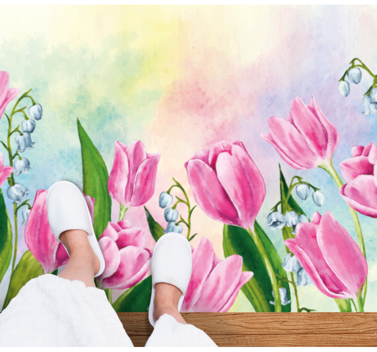 Lale boyama çiçek halı - TenStickers