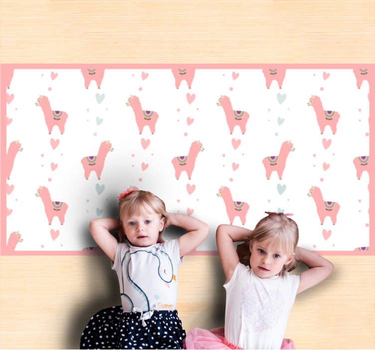 Lama aşk deseni bebek pvc halı - TenStickers