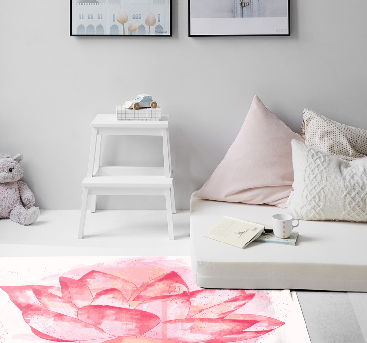 Lotus dairesel suluboya çiçek halısı - TenStickers