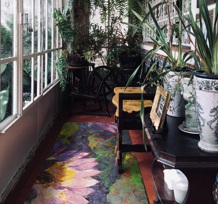 Lotus dikdörtgen sahneler çiçek vinil halı - TenStickers