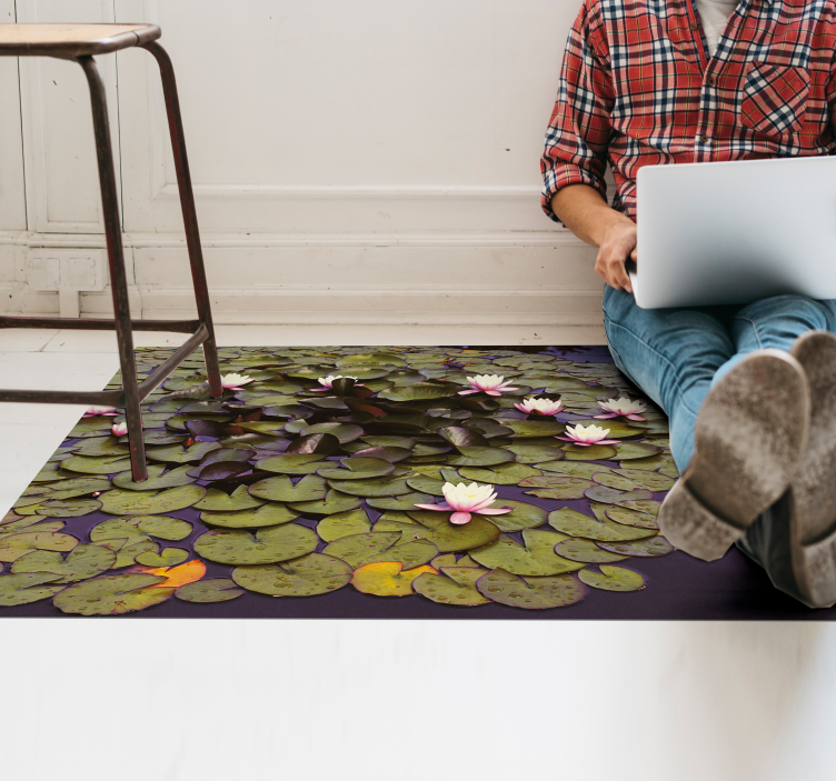 Gölet çiçek vinil kilim lotus - TenStickers