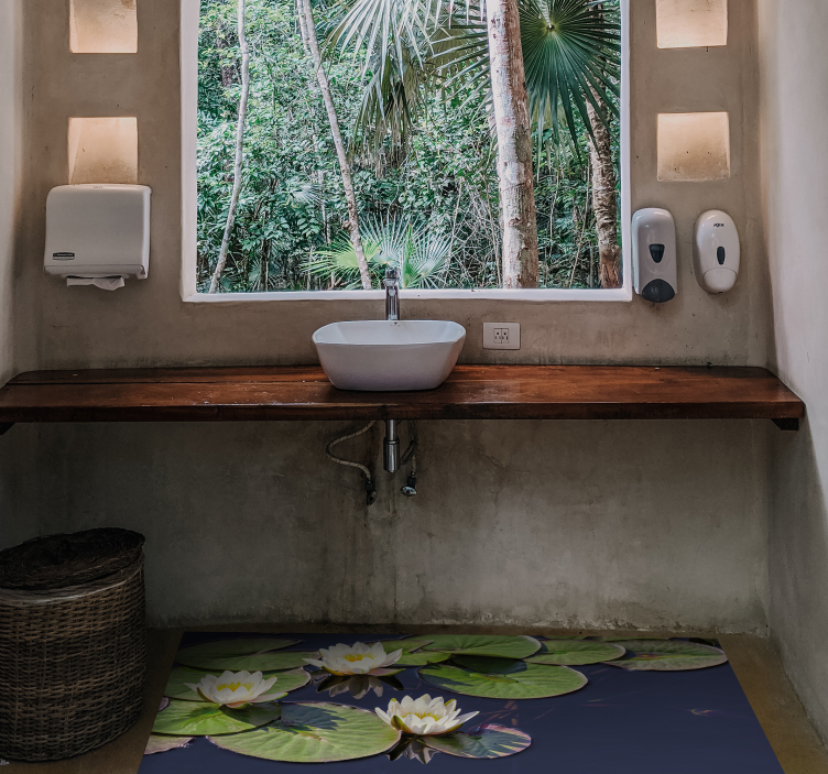 Lotus gölet çiçek halısında gerçekçi - TenStickers