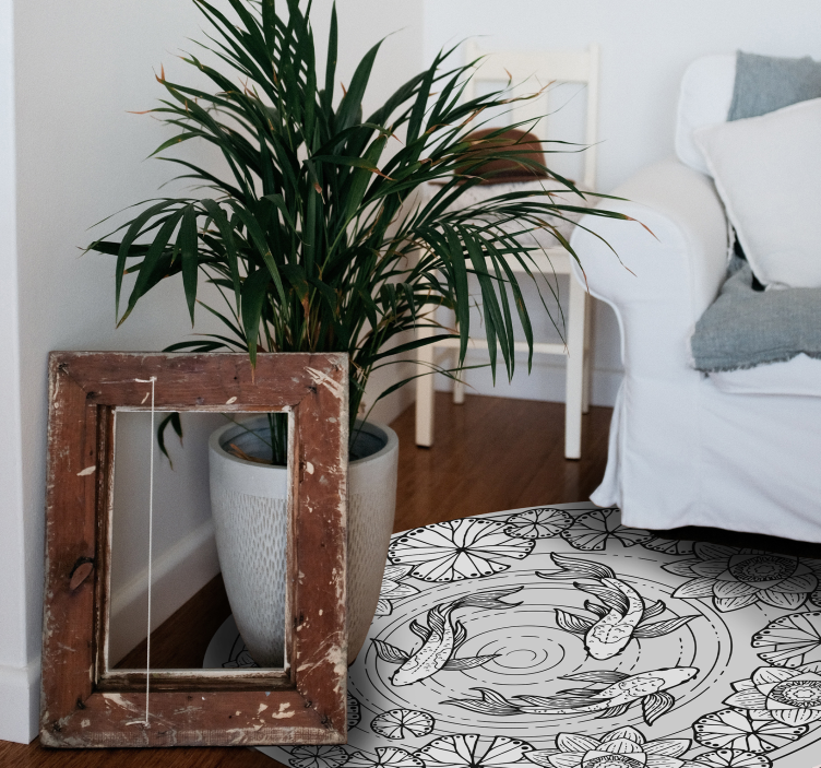 Lotus ve koi sazan çiçek halısı - TenStickers