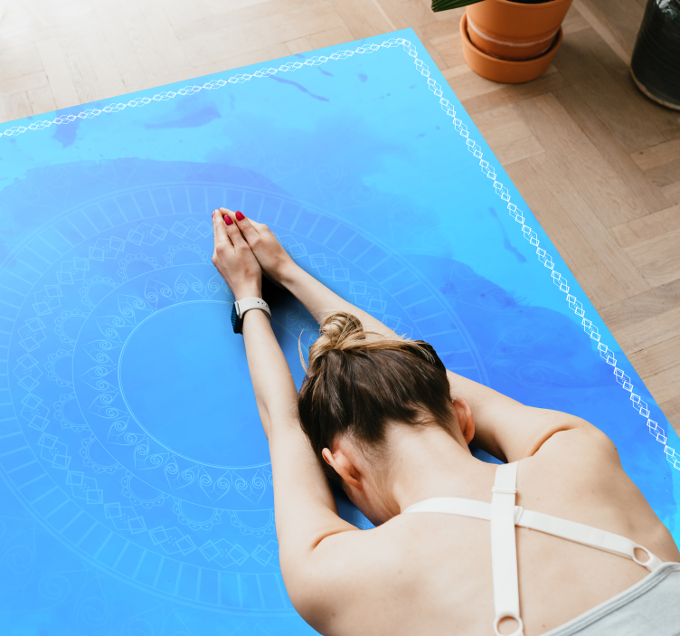 Mandala mavi ışıklar mandala vinil halı - TenStickers