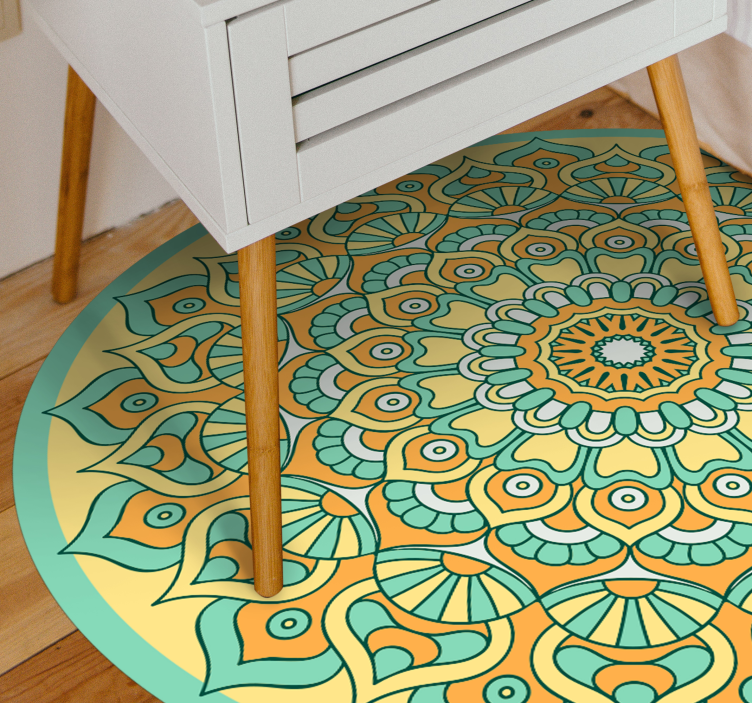Mandala turuncu ve turkuaz mandala vinil kilim - TenStickers