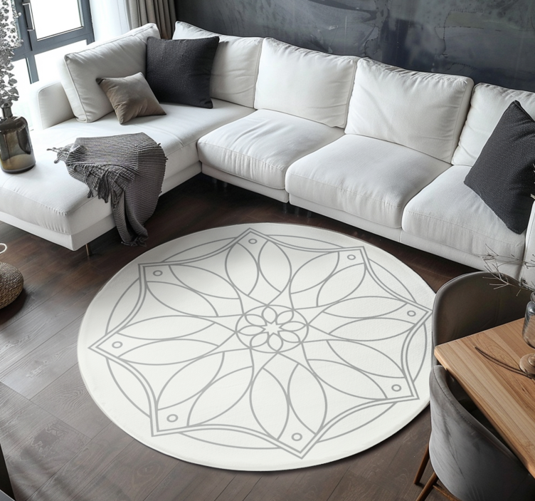 Mandala tasarımı beyaz pvc halı - TenStickers