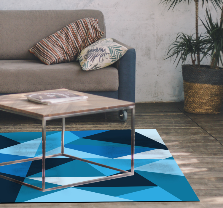 Mavi çizgili nordic üçgenler nordic vinyl rug - TenStickers