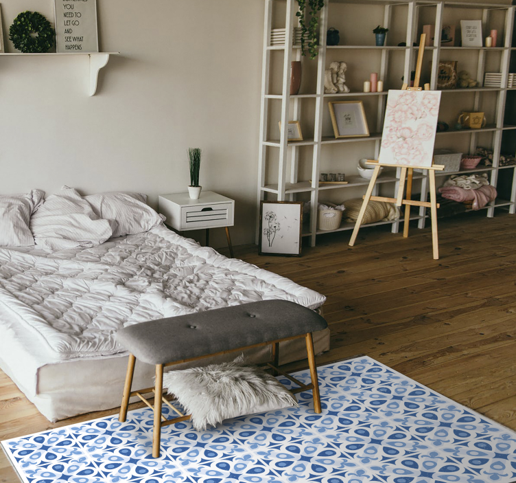 Mavi desenli kiremit fayans efekti pvc halı - TenStickers