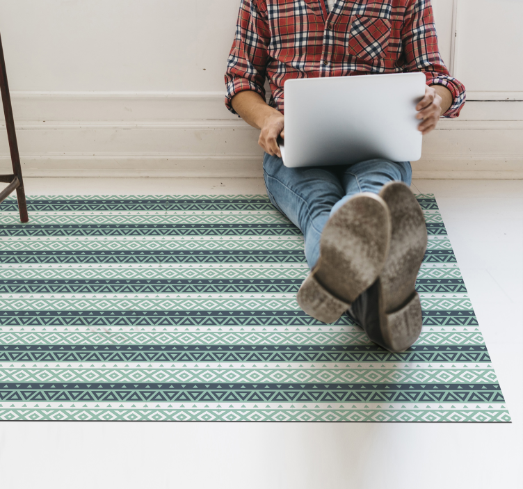 Mavi etnik çizgili vinil halı - TenStickers