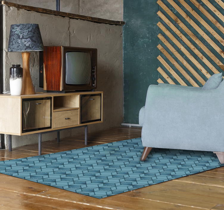 Mavi küp geometrik vinil halı - TenStickers