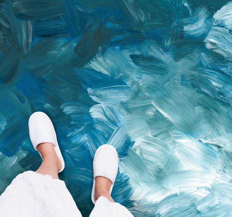 Mavi soyut fırça darbesi kare vinil halı - TenStickers