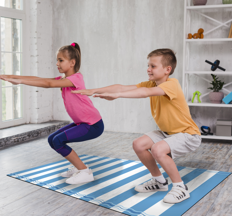 Mavi ve beyaz çizgili denizci halı - TenStickers