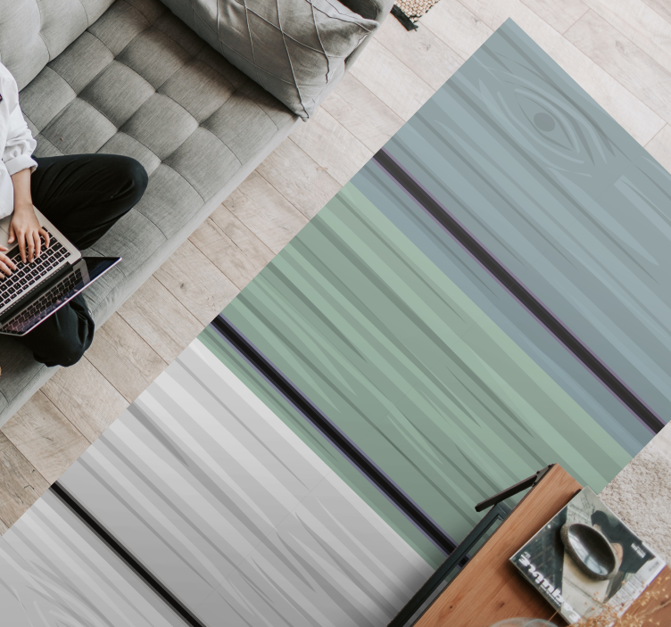 Mavi ve gri ahşap görünümlü vinil halı - TenStickers