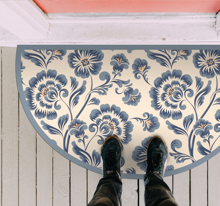 Mavi zarif çiçekler vinil halı - TenStickers