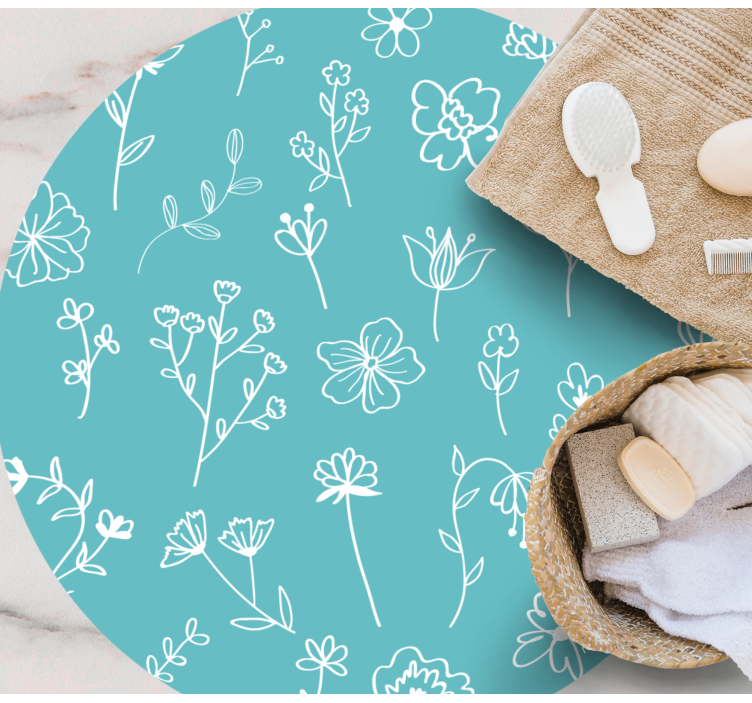 Mavi zemin üzerine beyaz çiçekler - TenStickers