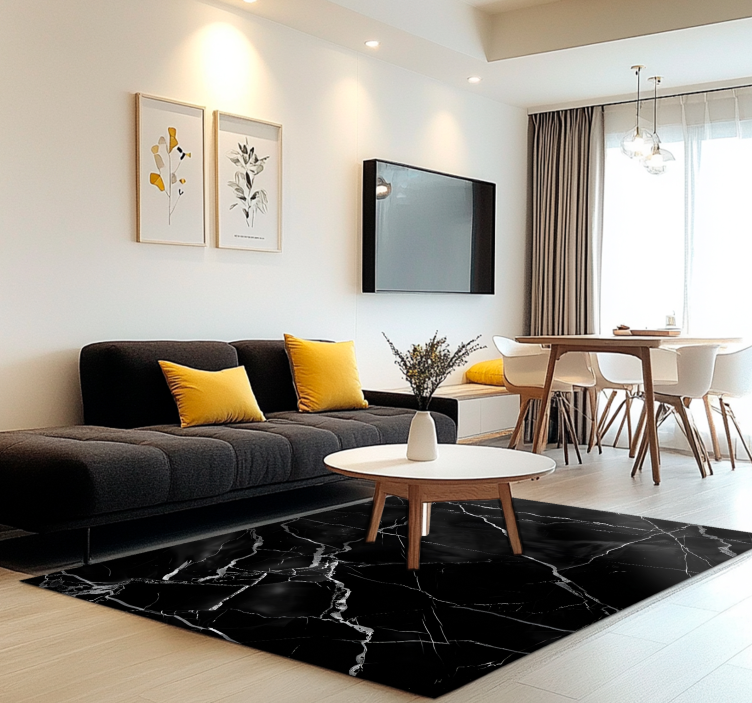 Mermer taklidi siyah pvc halı - TenStickers