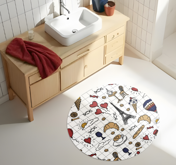 Minimalist paris tasarımı banyo pvc halı - TenStickers