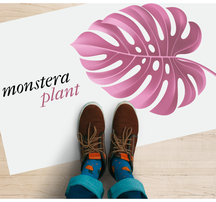 Pembe monstera bitkisi çiçekler ve bitkiler pvc halı - TenStickers