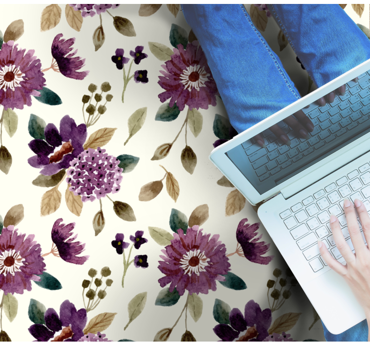 Mor ve yeşil çiçekli halı - TenStickers