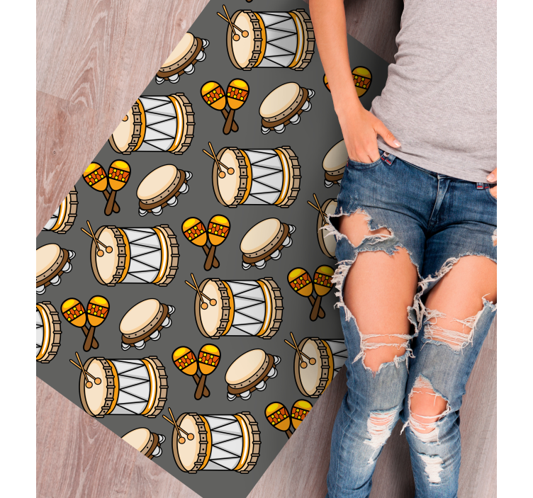 Müzik aleti davul simgeleri dikdörtgen halı - TenStickers