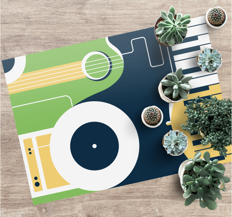 Müzik aleti motifi dikdörtgen pvc halı - TenStickers