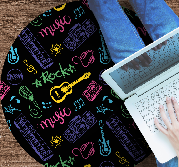 Müzik ikonları deseni gençler pvc halı - TenStickers