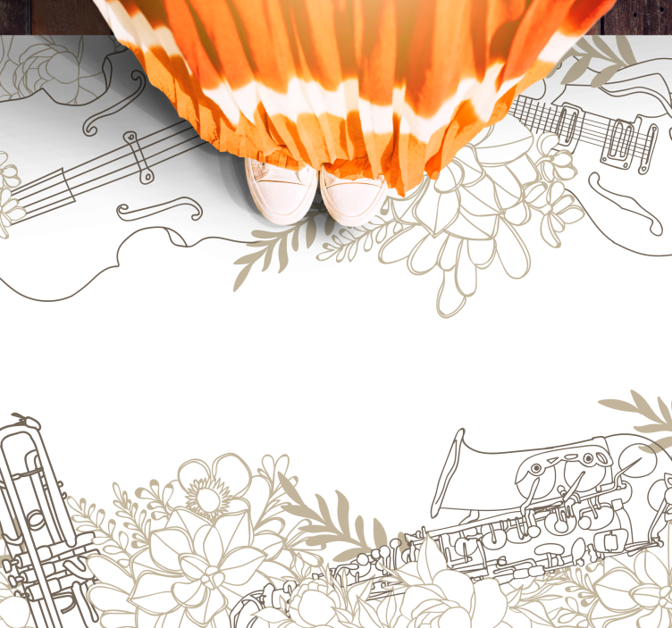 Müzikli çiçek aranjmanı çiçekler ve bitkiler pvc halı - TenStickers