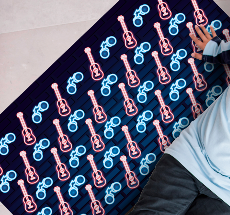 Müzikten ilham alan desenler gençler pvc halı - TenStickers