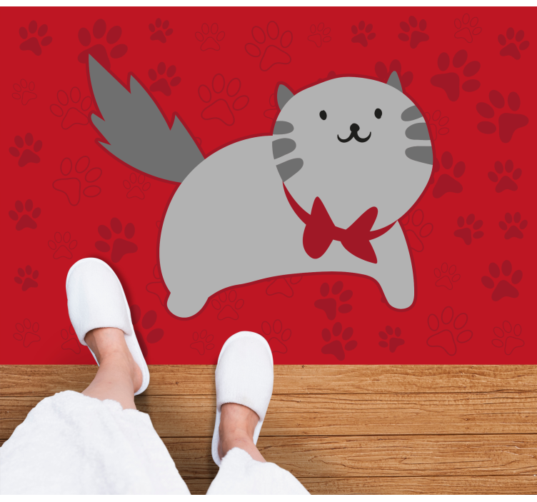 Neşeli kedi çizimi Hayvan pvc halı - TenStickers