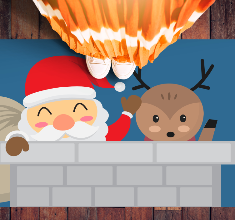 Noel pvc halı neşeli noel baba manzarası - TenStickers