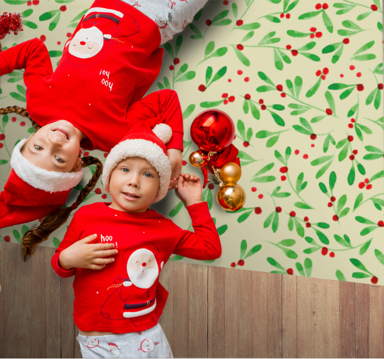 Noel çilek desen noel vinil halı - TenStickers