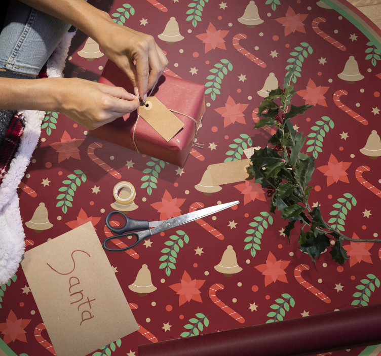 Noel şekeri desen kırmızı vinil halı - TenStickers