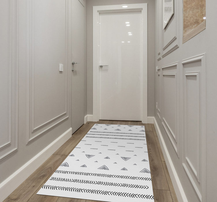 İskandinav siyah ve beyaz çizgili vinil halı - TenStickers