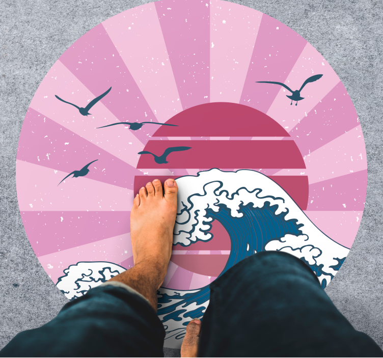 Kanagawa pembe dalgası geometrik pvc halı - TenStickers