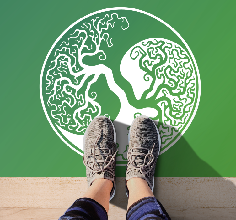 Orijinal yin yang hayat ağacı dikdörtgen kilim - TenStickers