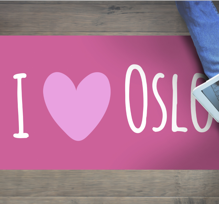 Oslo pembe tasarımını seviyorum cümleleri ile pvc halı - TenStickers