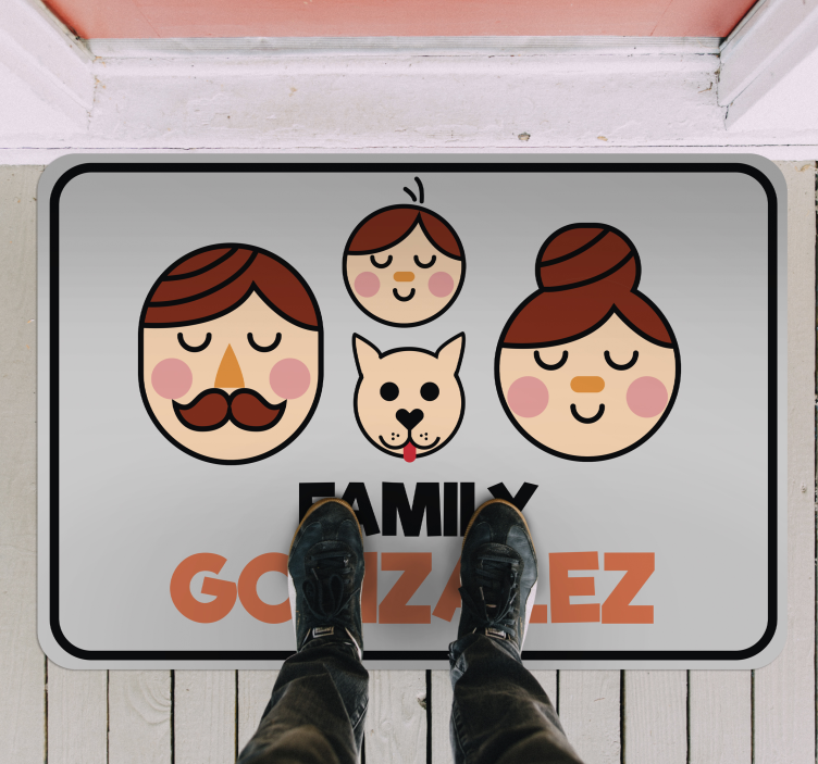 özel aile portresi isimlerle pvc halı - TenStickers