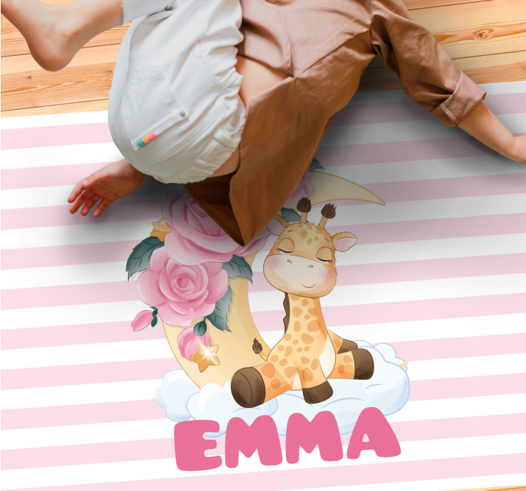 özel mutlu zürafa bebek pvc halı - TenStickers