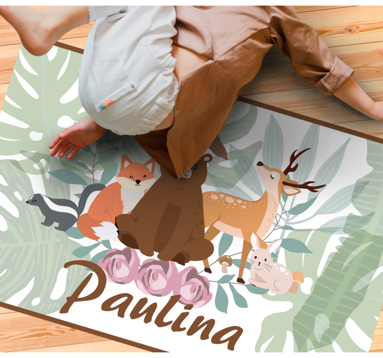 Hayvan ormanı isimlerle pvc halı - TenStickers