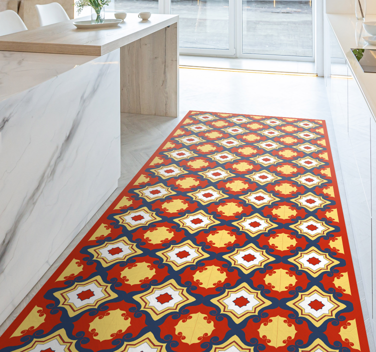 Parlak kırmızı karo vinil halı - TenStickers