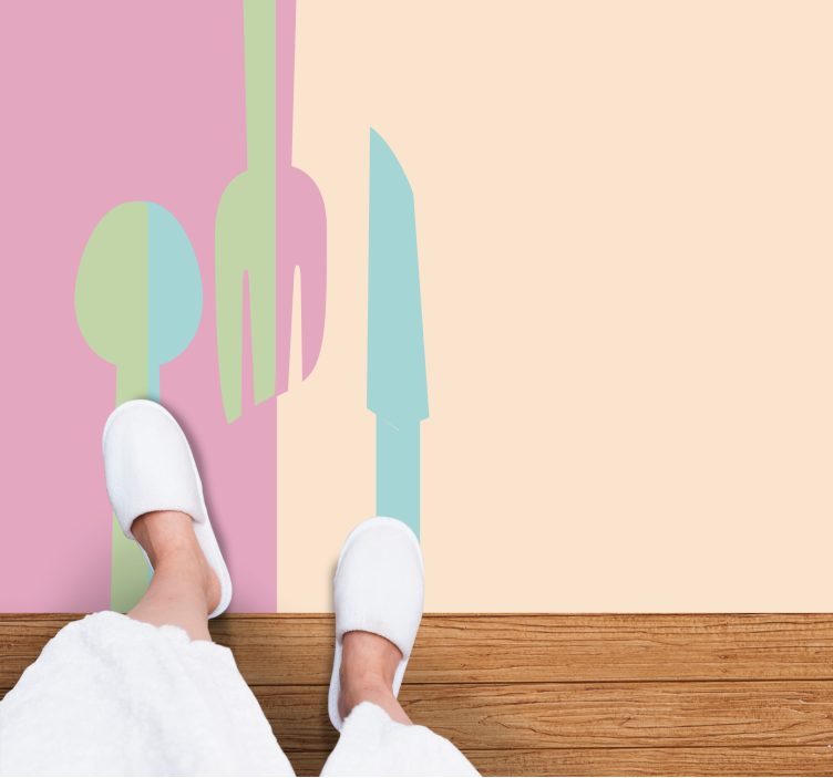 Pastel renkler mutfak eşyaları mutfak yer karoları - TenStickers