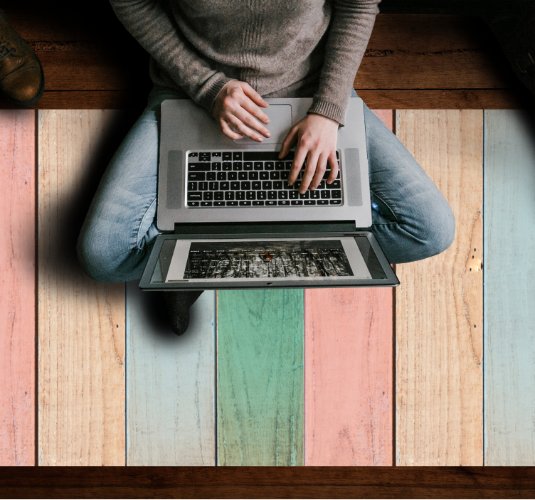 Pastel tahta yüzey ahşap etkisi pvc halı - TenStickers